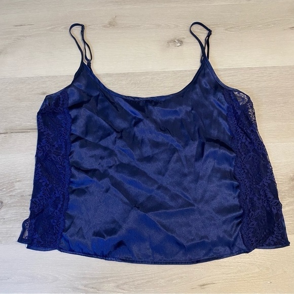 In Bloom Tops - In Bloom by Jonquil Womens Nava Satin Cami Tank Top, Navy, Size M